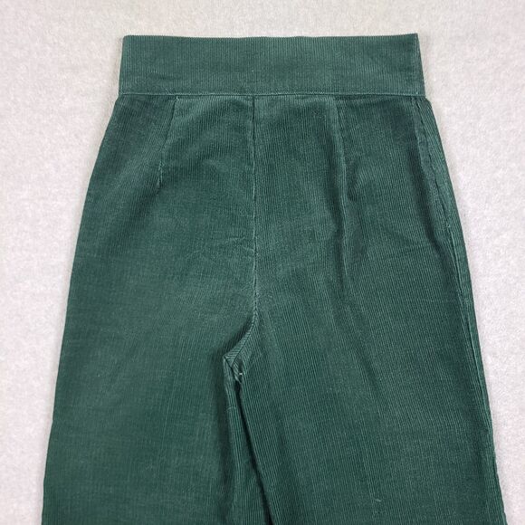 Vtg 70s Womens Sears JR. Bazaar Corduroy Bell Bottom Flare Green Pants Sz 26x31 - Picture 8 of 13